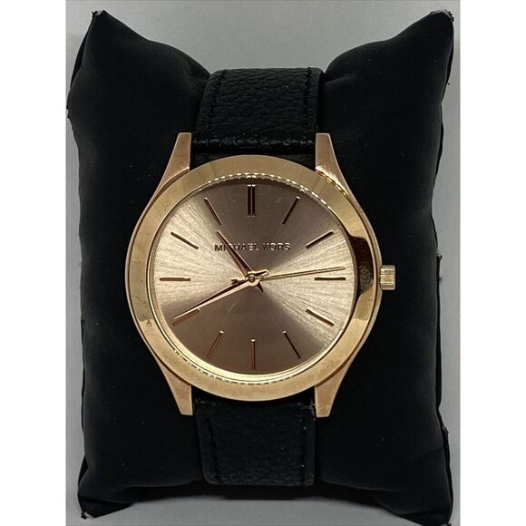Michael Kors Runway MK3197 Unisex Black Leather Analog Dial Quartz Watch JK427 - Picture 1 of 12